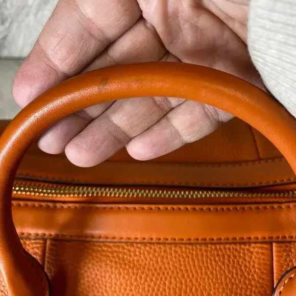 Michael Kors Burnt Orange Leather Bedford Legacy Duffel Satchel Medium $328 New - Picture 12 of 16